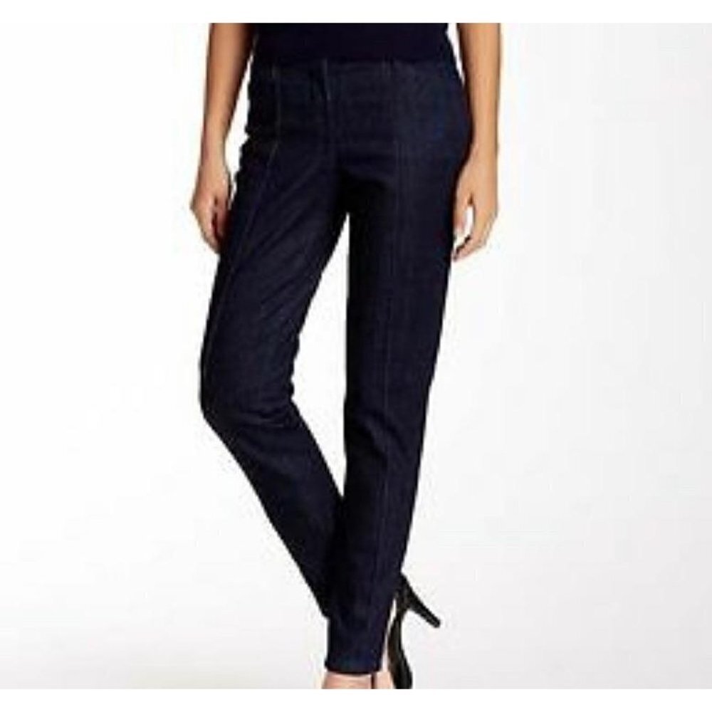 Theory Women's Paticep Indigo Straight Leg Seamed Dark Wash Stretch Jeans Size 4